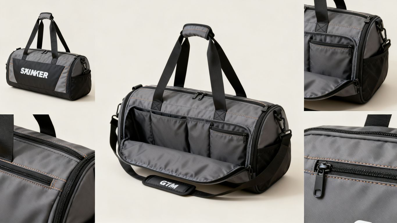 Customizable gym bag with multiple compartments.