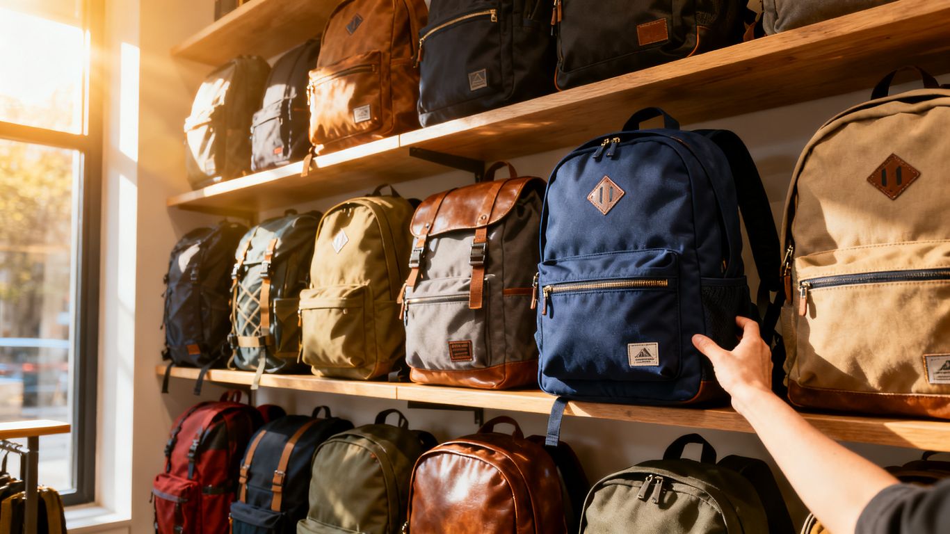 Backpacks displayed for business selection.