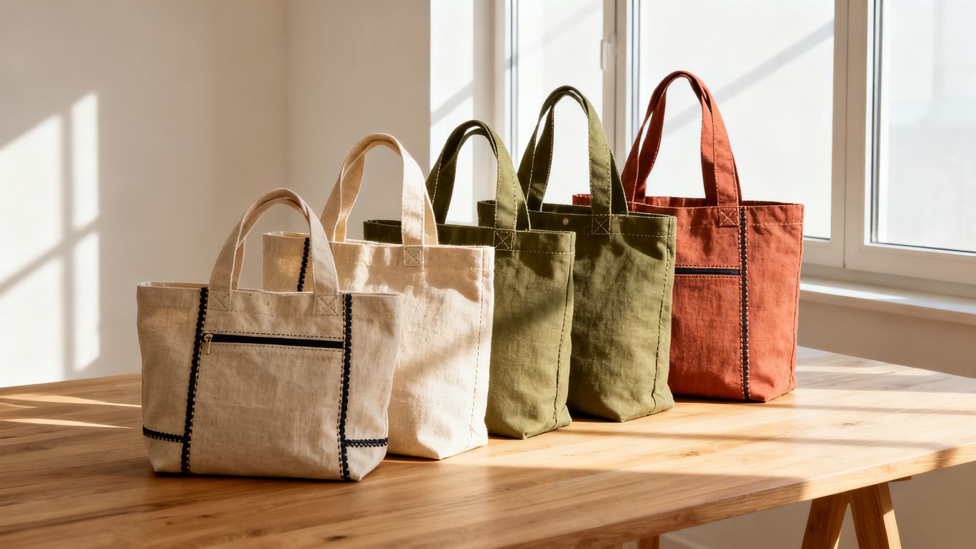 Assortment of durable canvas tote bags