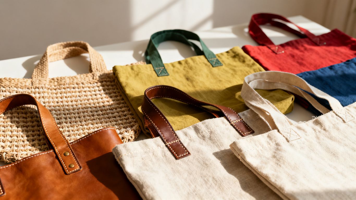 Various tote bags displayed neatly - Bola Bag