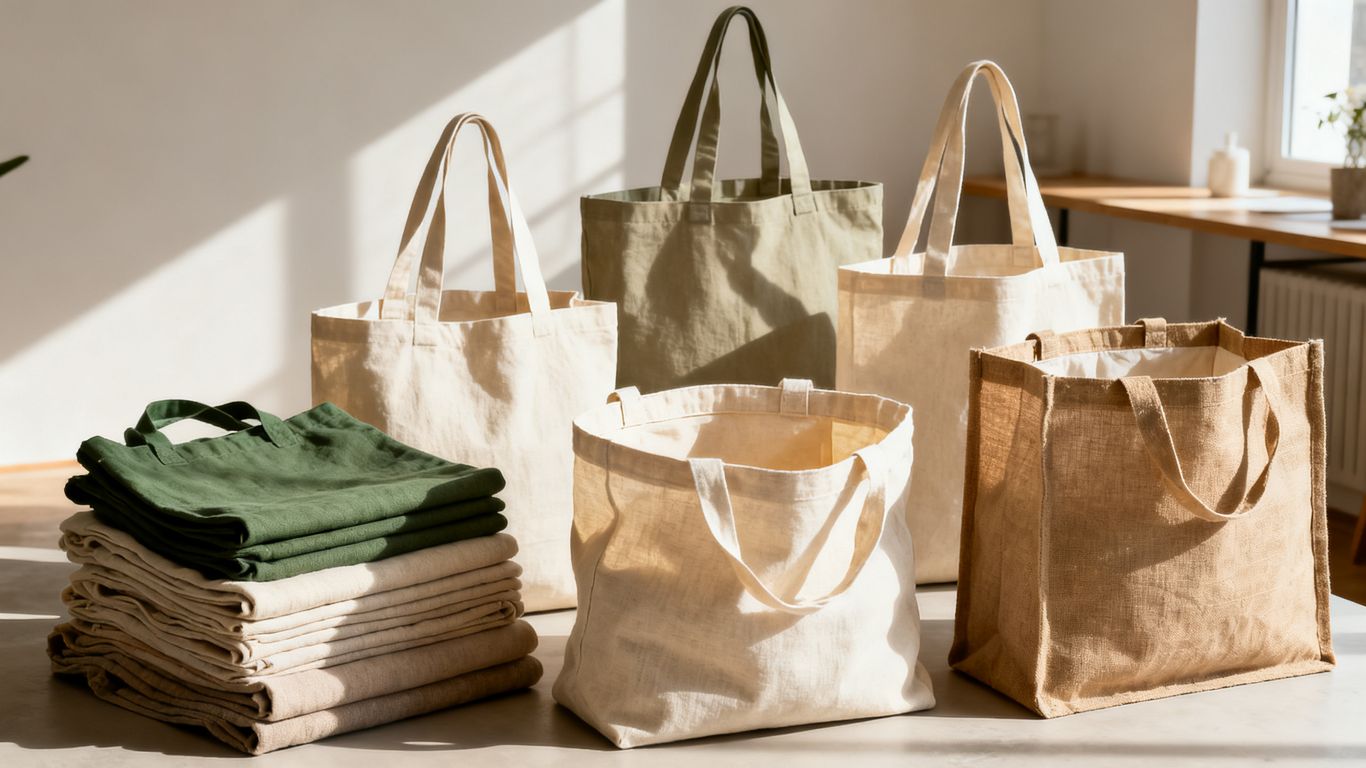 Various cotton tote bags in different colors and sizes - Bola Bag